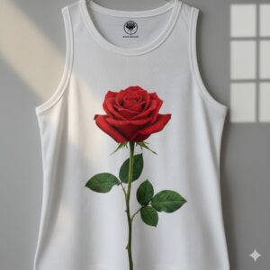 Sleveless Tshirt with Rose design